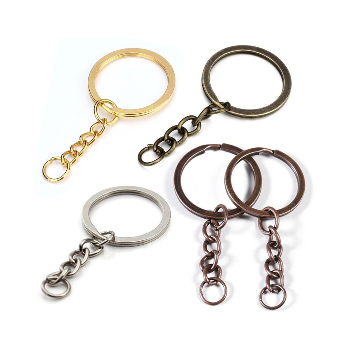 100pcs 28mm Gold Ancient Keyring Keychain Split Ring Chain Key Rings Key Chains - Antique Bronze - Asia Sell