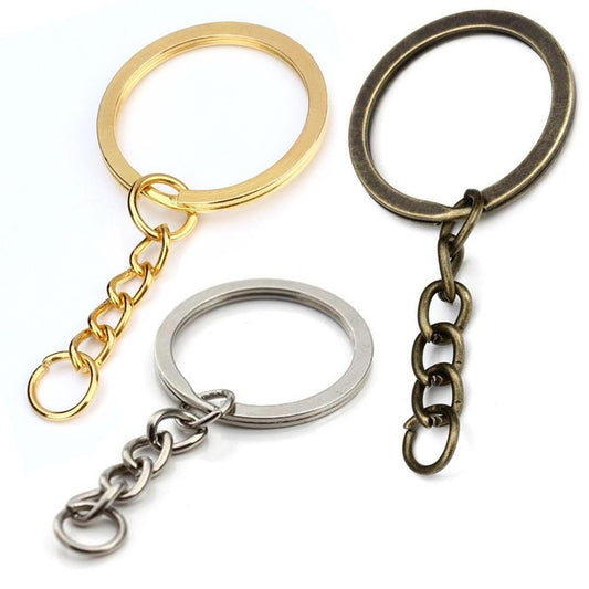 100pcs 30mm KC Gold Bronze Rhodium Ancient Keyring Keychain Split Ring Chain Key Rings Key Chains - Antique Bronze - - Asia Sell