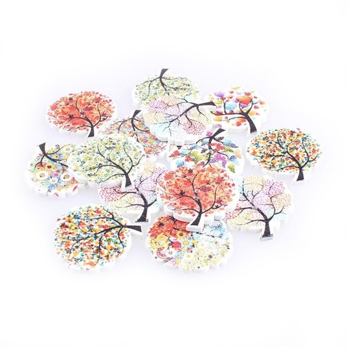 100pcs 30mm Wooden Buttons 2 Hole Trees DIY Decor Clothing Sewing Crafts Scrapbooking - - Asia Sell