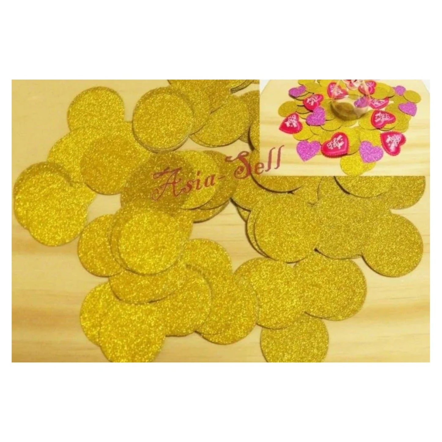 100pcs 3cm Circles with Gold Glitter Sparkles Birthday Wedding Party Decorations Confetti - - Asia Sell