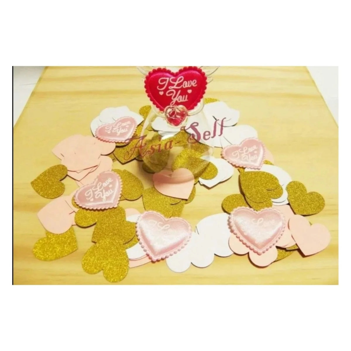 100pcs 3cm Hearts GOLD Valentines Birthday Wedding Party Decoration Crafts Confetti - - Asia Sell