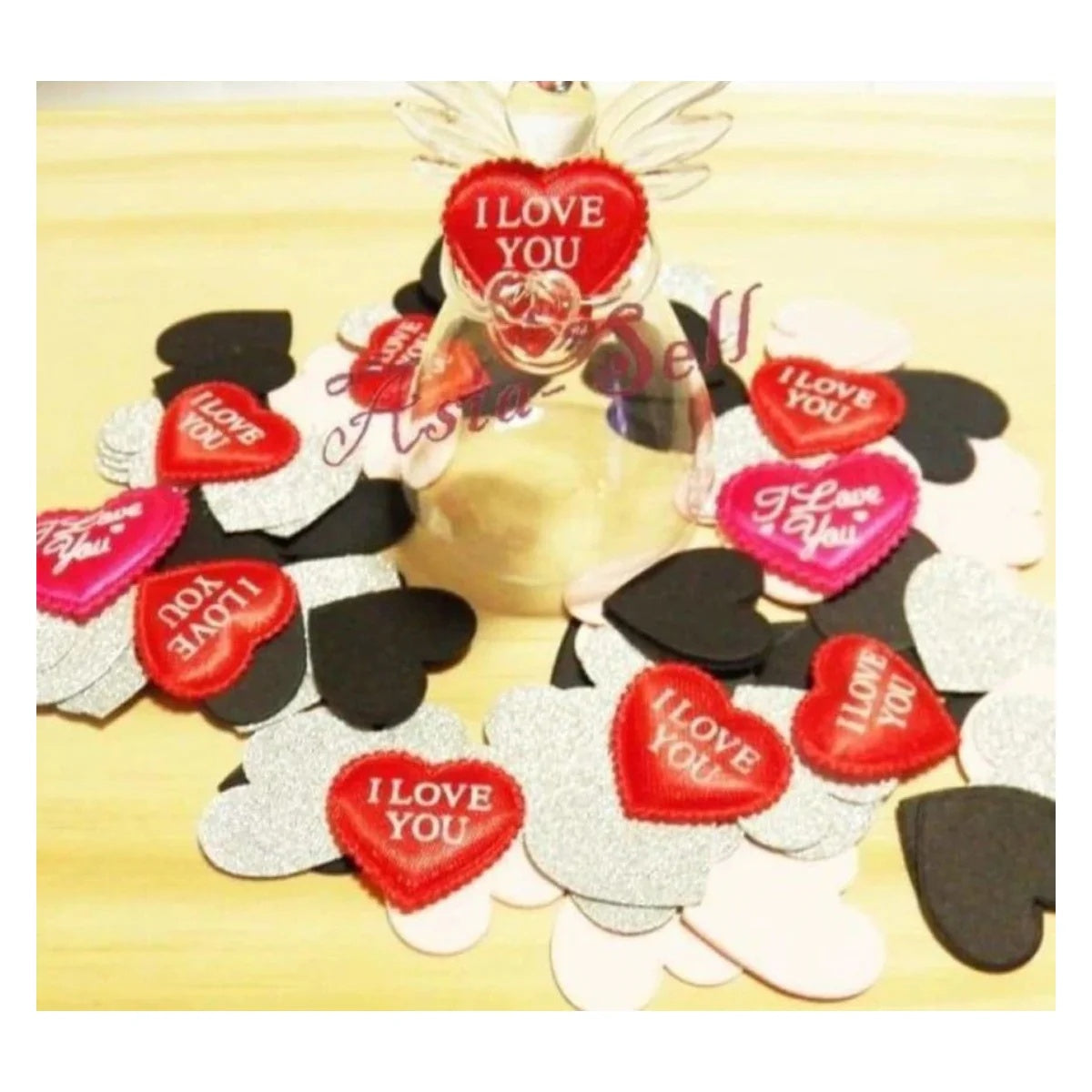 100pcs 3cm Hearts SILVER Valentines Birthday Wedding Party Decoration Crafts Confetti - - Asia Sell