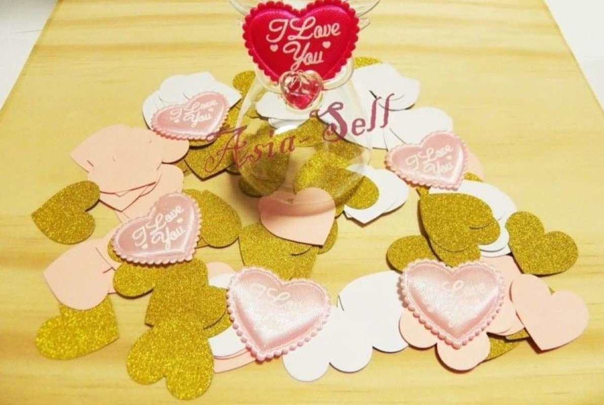 100pcs 3cm Hearts WHITE PINK GLITTER GOLD Birthday Wedding Party Decoration Confetti - - Asia Sell