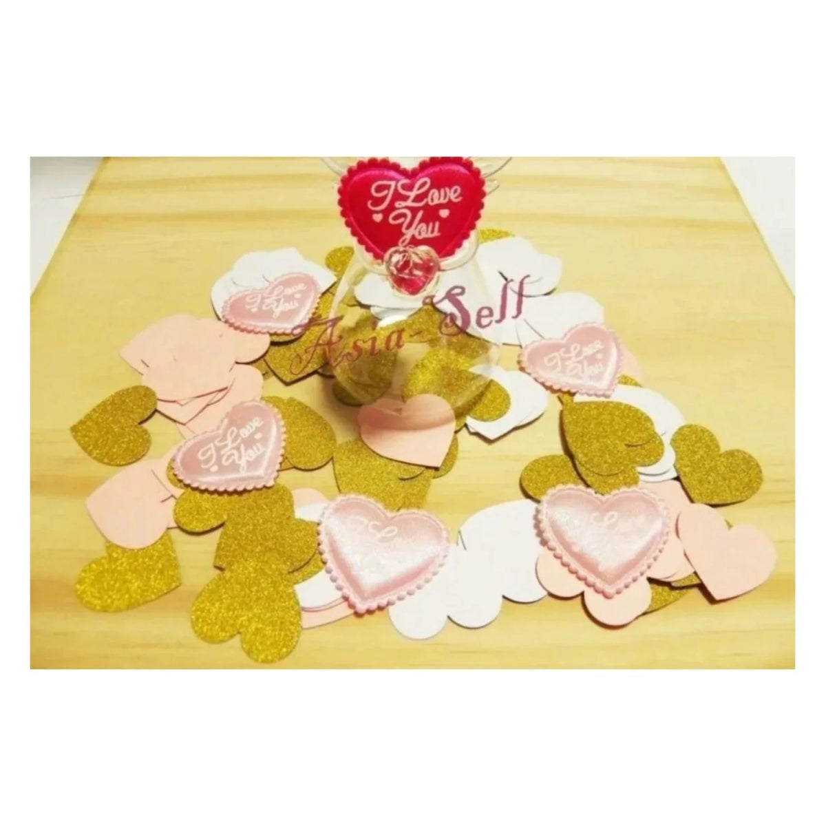 100pcs 3cm Hearts WHITE PINK GLITTER GOLD Birthday Wedding Party Decoration Confetti - - Asia Sell