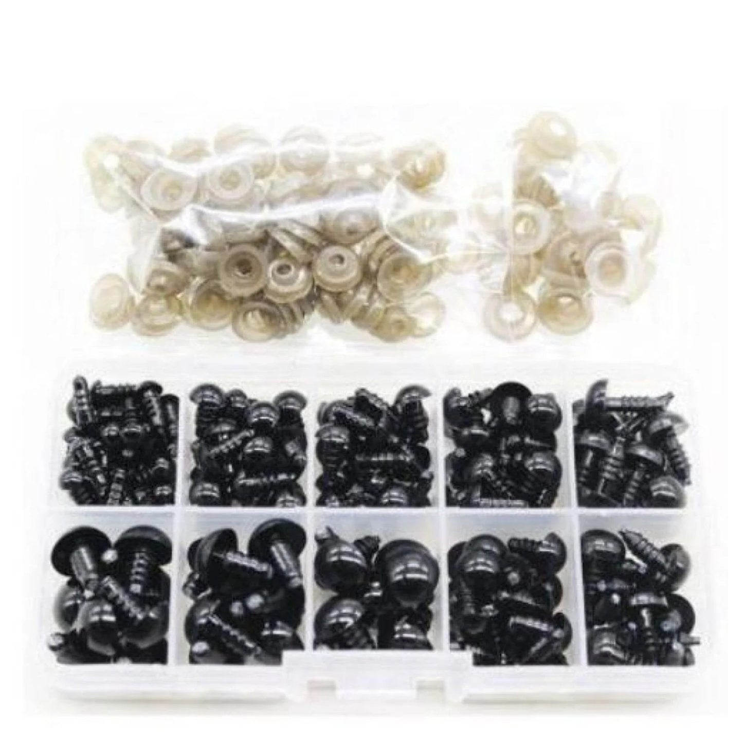 100pcs 6-12mm Black Doll Eyes Plastic Safety Eye DIY Teddy Bear Animal Puppet - - Asia Sell