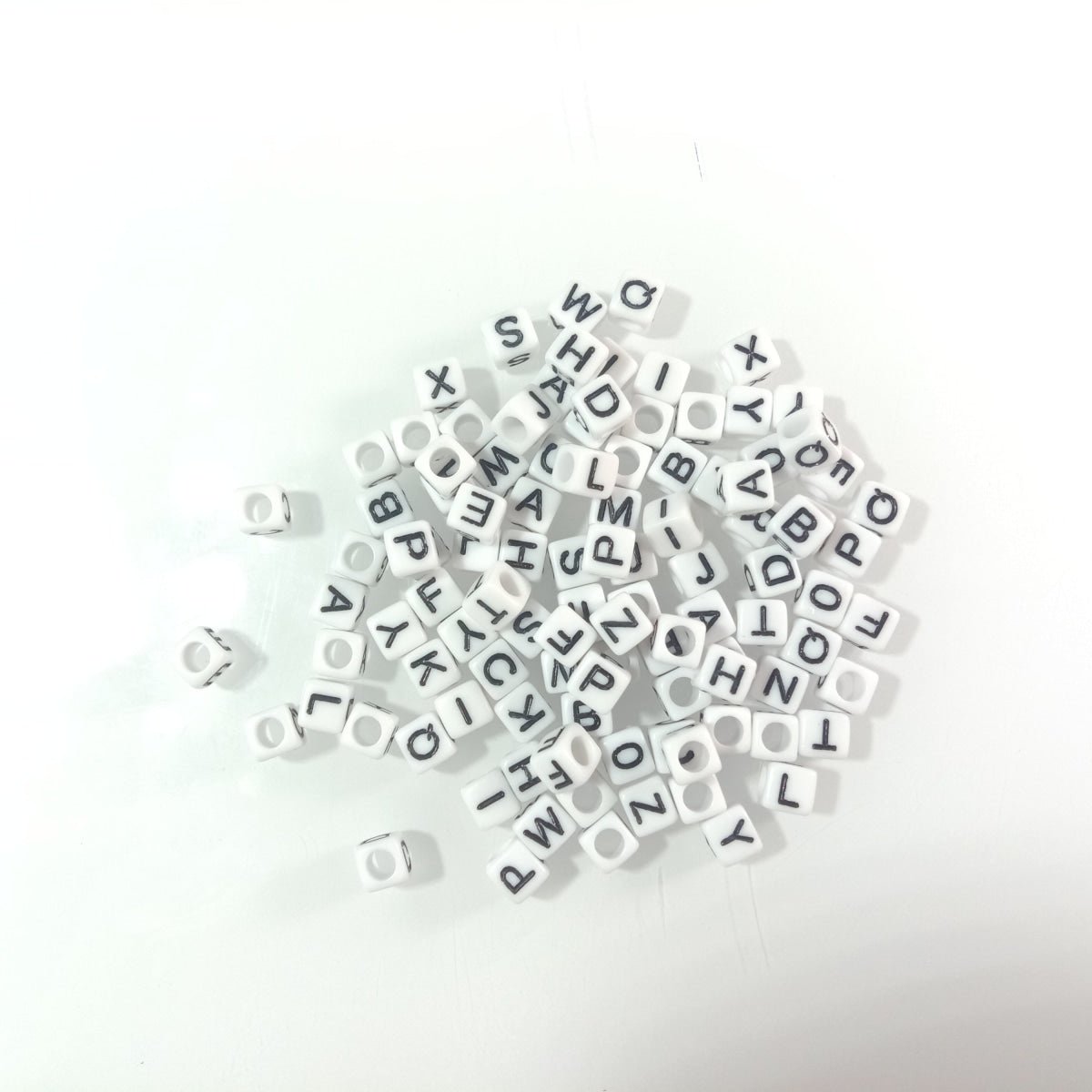 100pcs 6x6mm Square Beads Letters Alphabet Dice DIY Jewellery Making Moon Love Heart Cloud Star - Black on White - Asia Sell