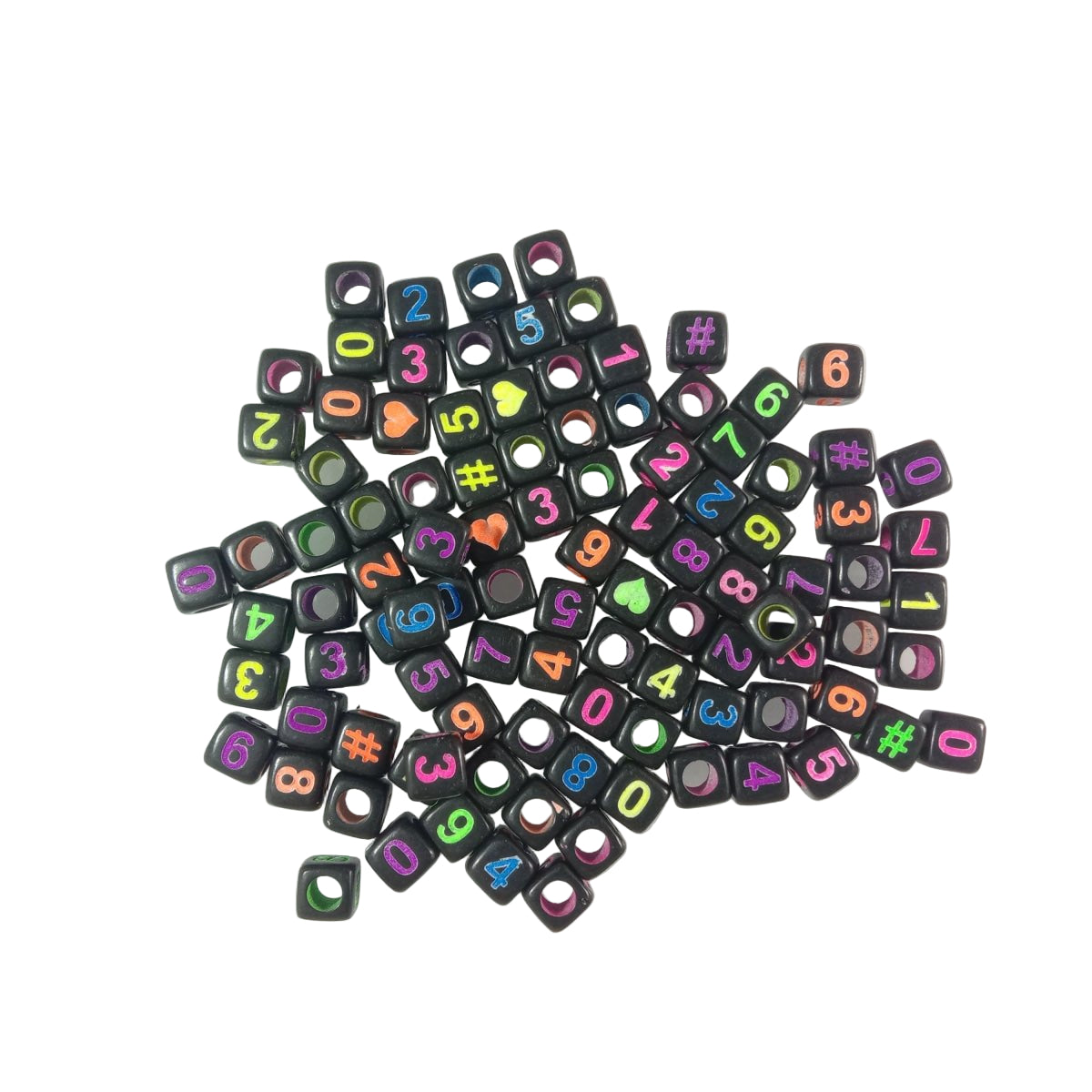 100pcs 6x6mm Square Beads Letters Alphabet Dice DIY Jewellery Making Moon Love Heart Cloud Star - Multicolour Mixed on Black - Asia Sell