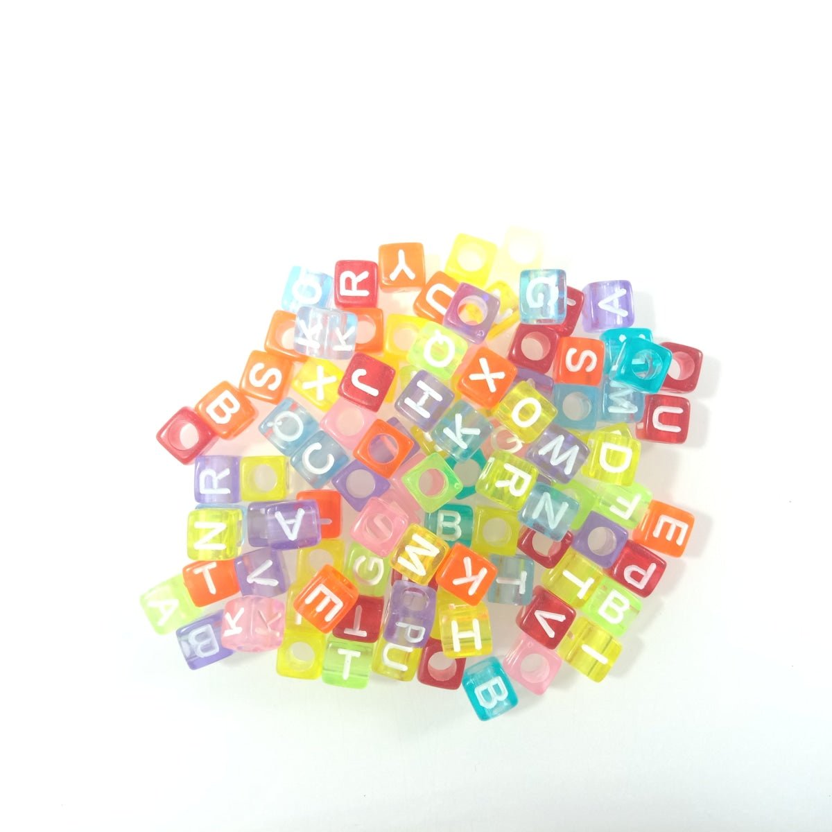 100pcs 6x6mm Square Beads Letters Alphabet Dice DIY Jewellery Making Moon Love Heart Cloud Star - Multicoloured on Black - Asia Sell