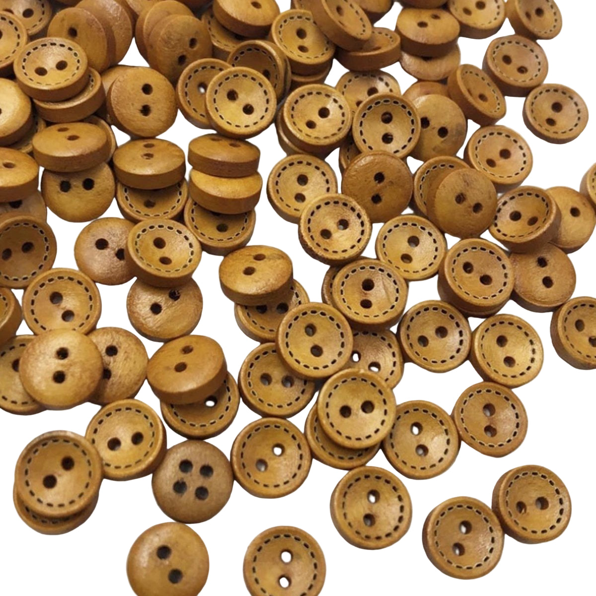 100pcs 8mm Brown 2-holes Round Wooden Buttons sewing Scrapbooking Craft - - Asia Sell