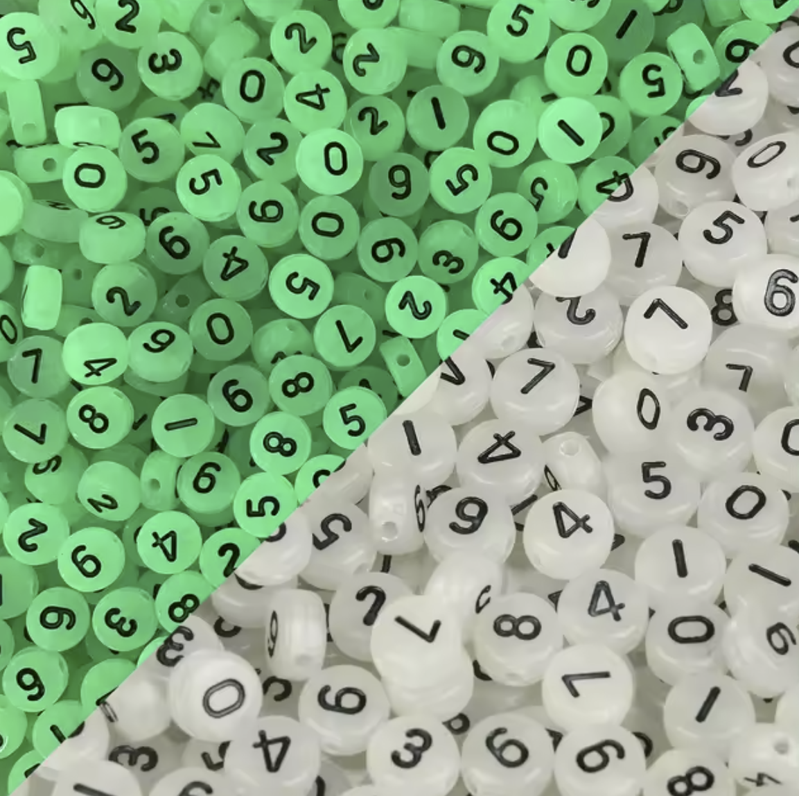 100pcs Alphabet Letters Spacer Beads for Jewelry Making DIY Bracelet Accessories 7mmx4mm Charm - Black Glowing - Asia Sell
