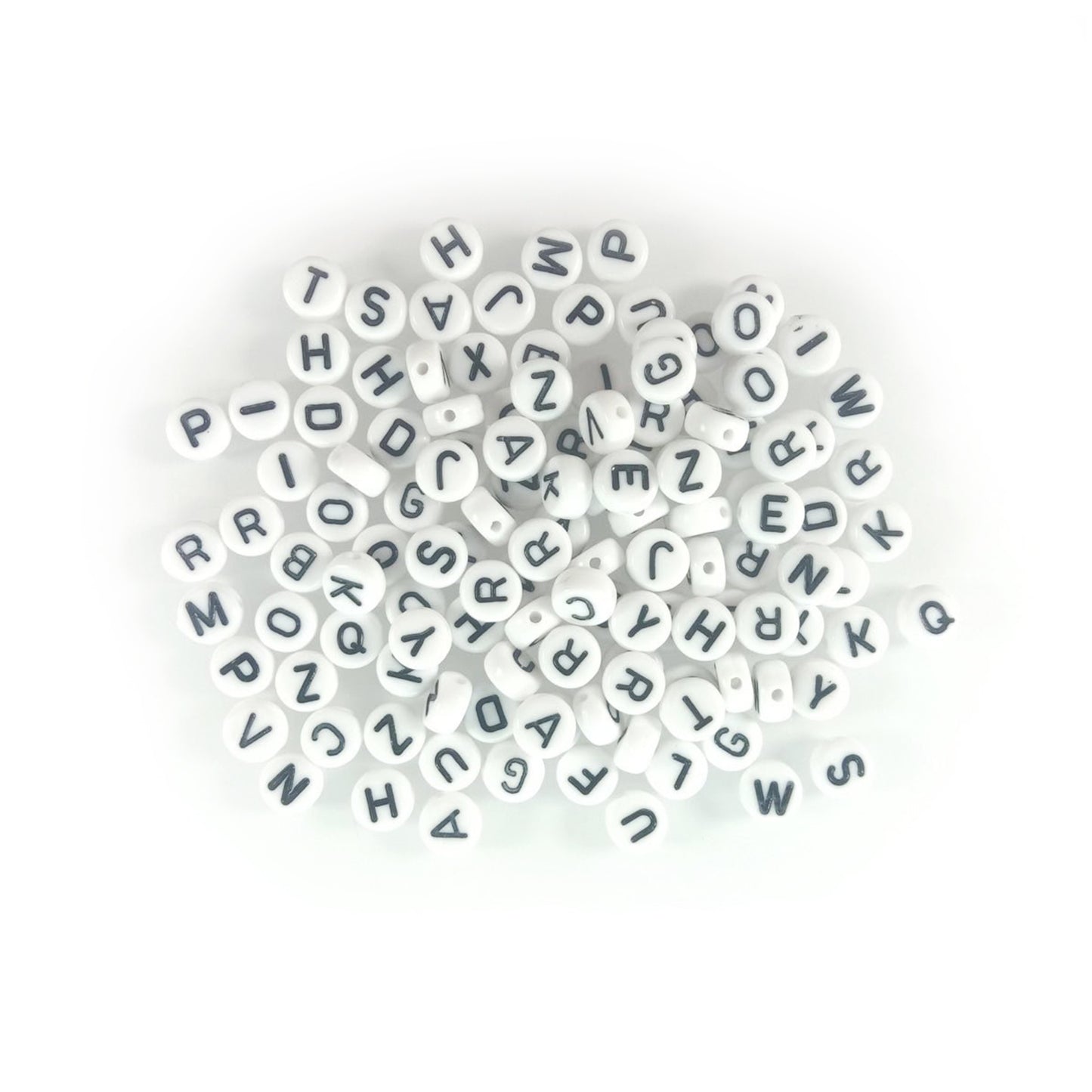 100pcs Alphabet Letters Spacer Beads for Jewelry Making DIY Bracelet Accessories 7mmx4mm Charm - Black on White - Asia Sell