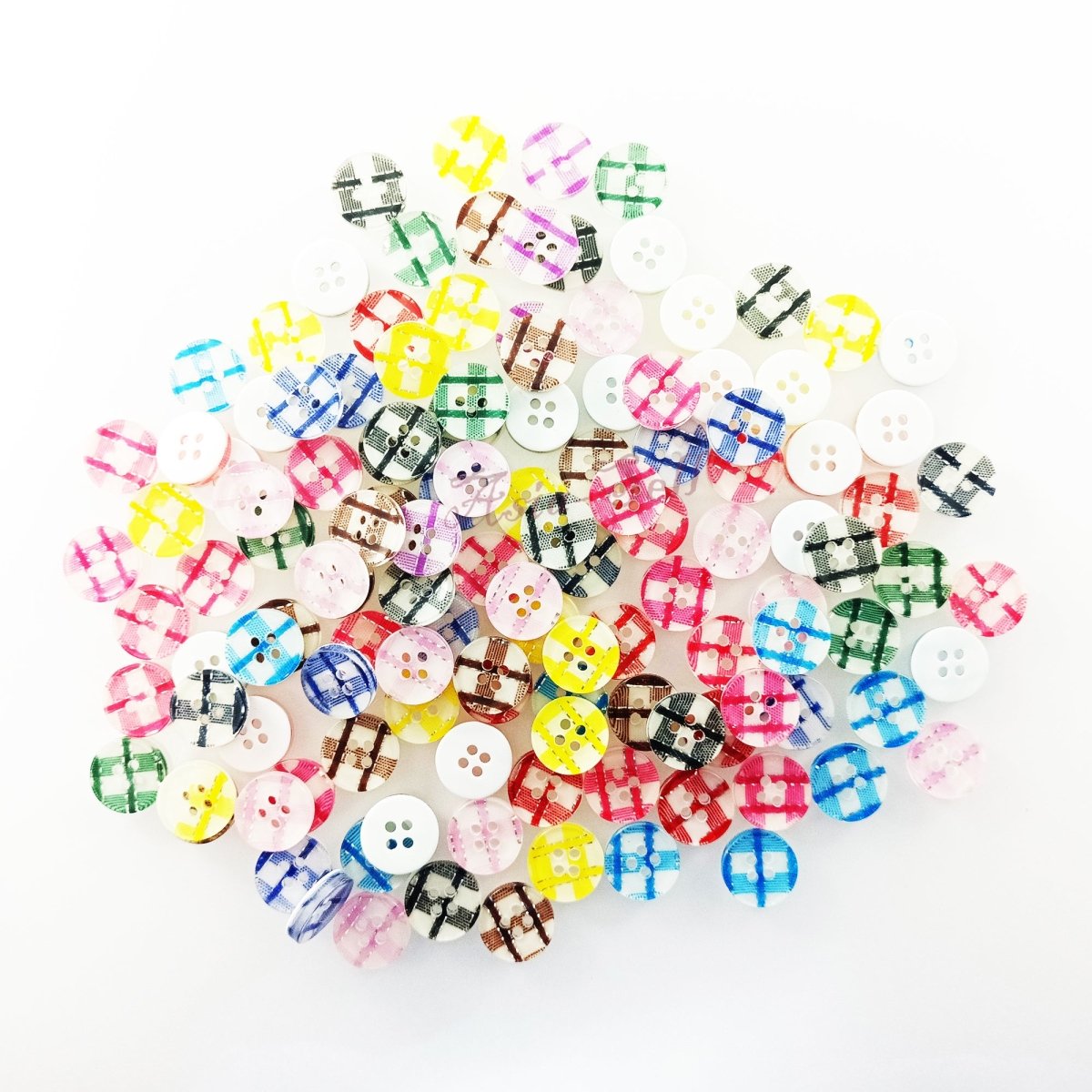 100pcs Button Mixed Sets Resin Clothing Scrapbooking Crafts - Glitter Thatched 13mm - Asia Sell