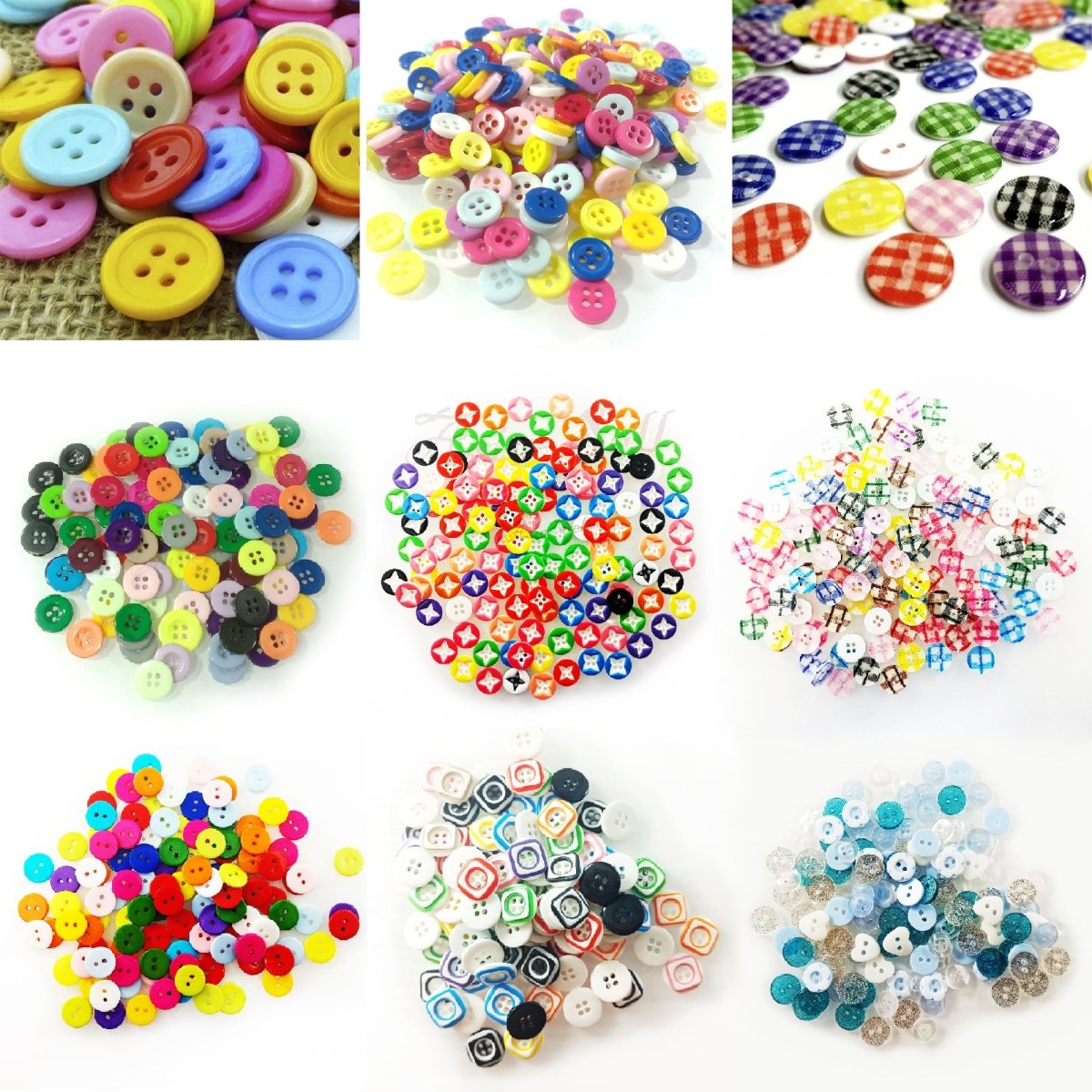 100pcs Button Mixed Sets Resin Clothing Scrapbooking Crafts - Raised Edge 9mm - Asia Sell