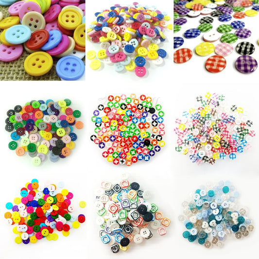 100pcs Button Mixed Sets Resin Clothing Scrapbooking Crafts - Raised Edge 9mm - - Asia Sell