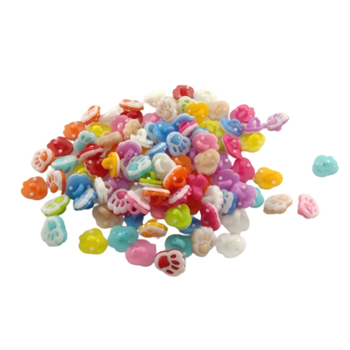 100pcs Buttons 13mm Candy Colour Small Bear Paw Multicolour Cartoon Child Plastic Button Children's Clothing Sewing Crafts - - Asia Sell