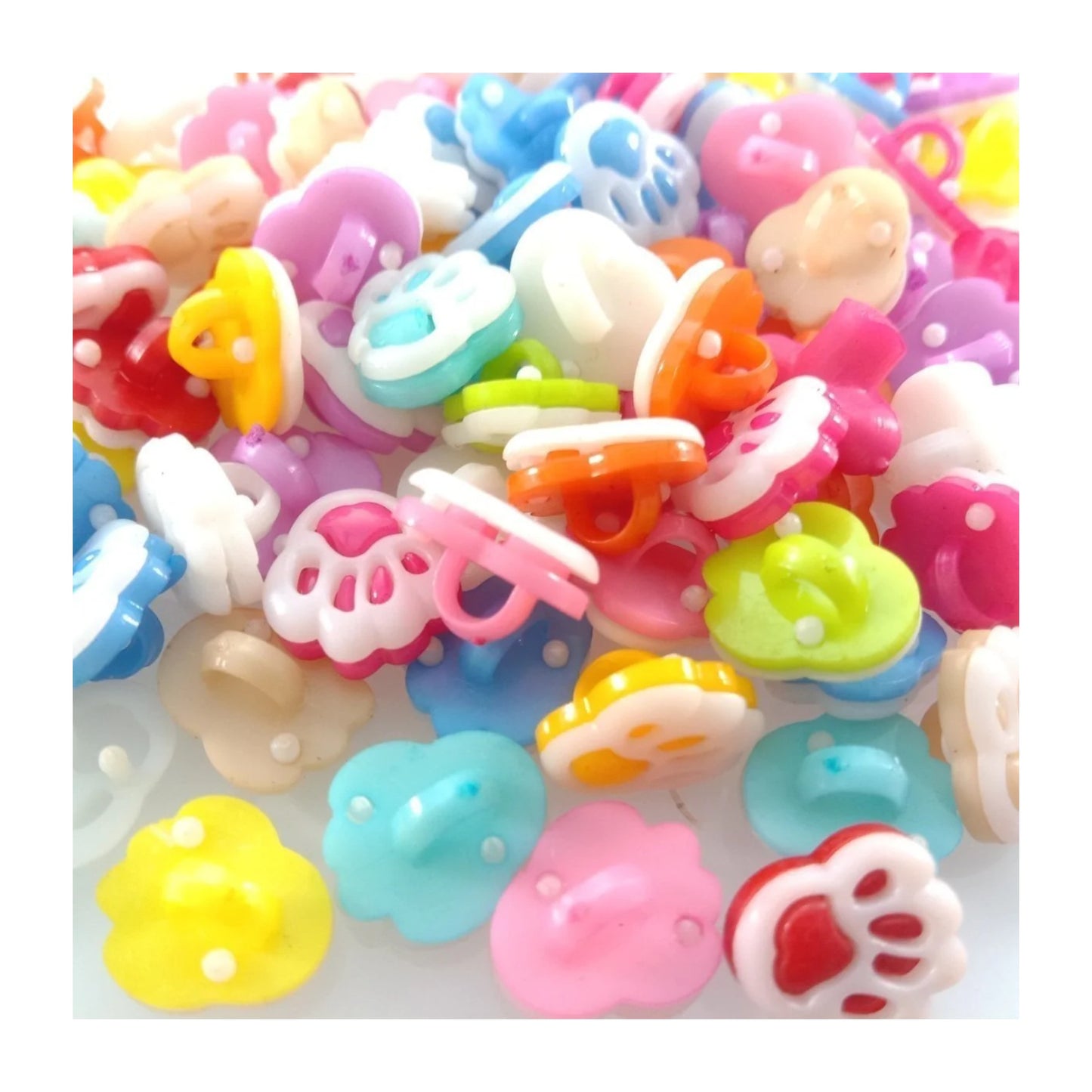 100pcs Buttons 13mm Candy Colour Small Bear Paw Multicolour Cartoon Child Plastic Button Children's Clothing Sewing Crafts - - Asia Sell