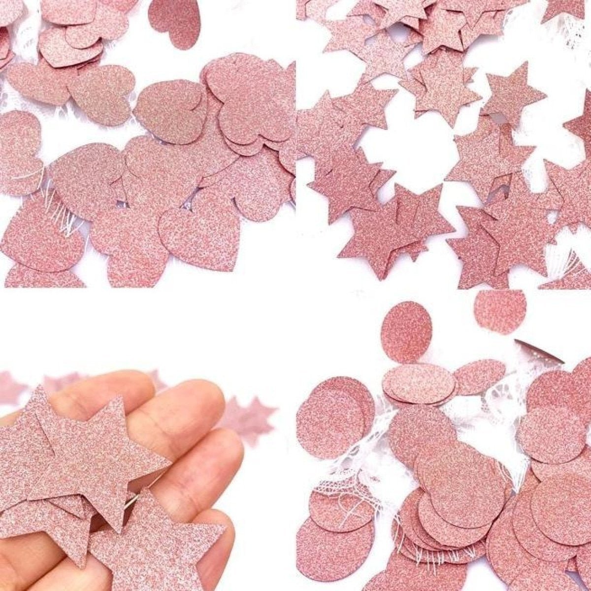 100pcs Cardboard Confetti Star Circle Heart Baby Shower Birthday Wedding Decorations Party - Circle - Black Gold - Asia Sell