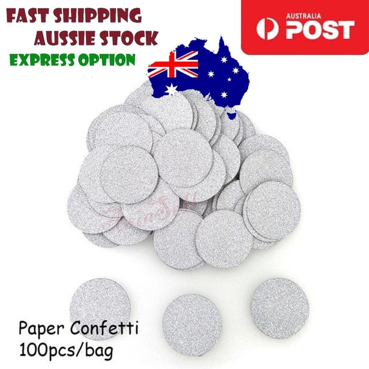 100pcs Cardboard Confetti Star Circle Heart Baby Shower Birthday Wedding Decorations Party - Circle - Silver - Asia Sell