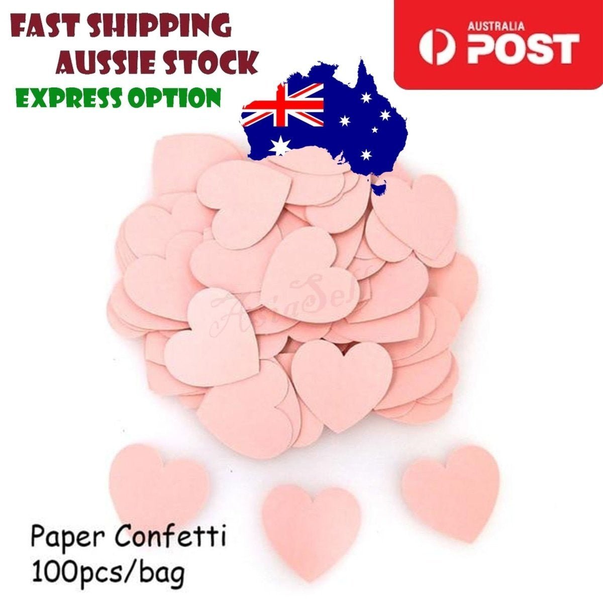 100pcs Cardboard Confetti Star Circle Heart Baby Shower Birthday Wedding Decorations Party - Heart - Pink Non-Glitter - Asia Sell