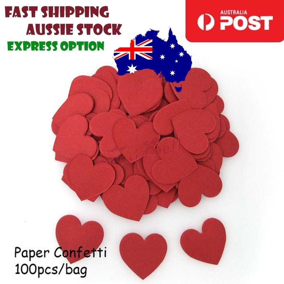 100pcs Cardboard Confetti Star Circle Heart Baby Shower Birthday Wedding Decorations Party - Heart - Red Non-Glitter - Asia Sell