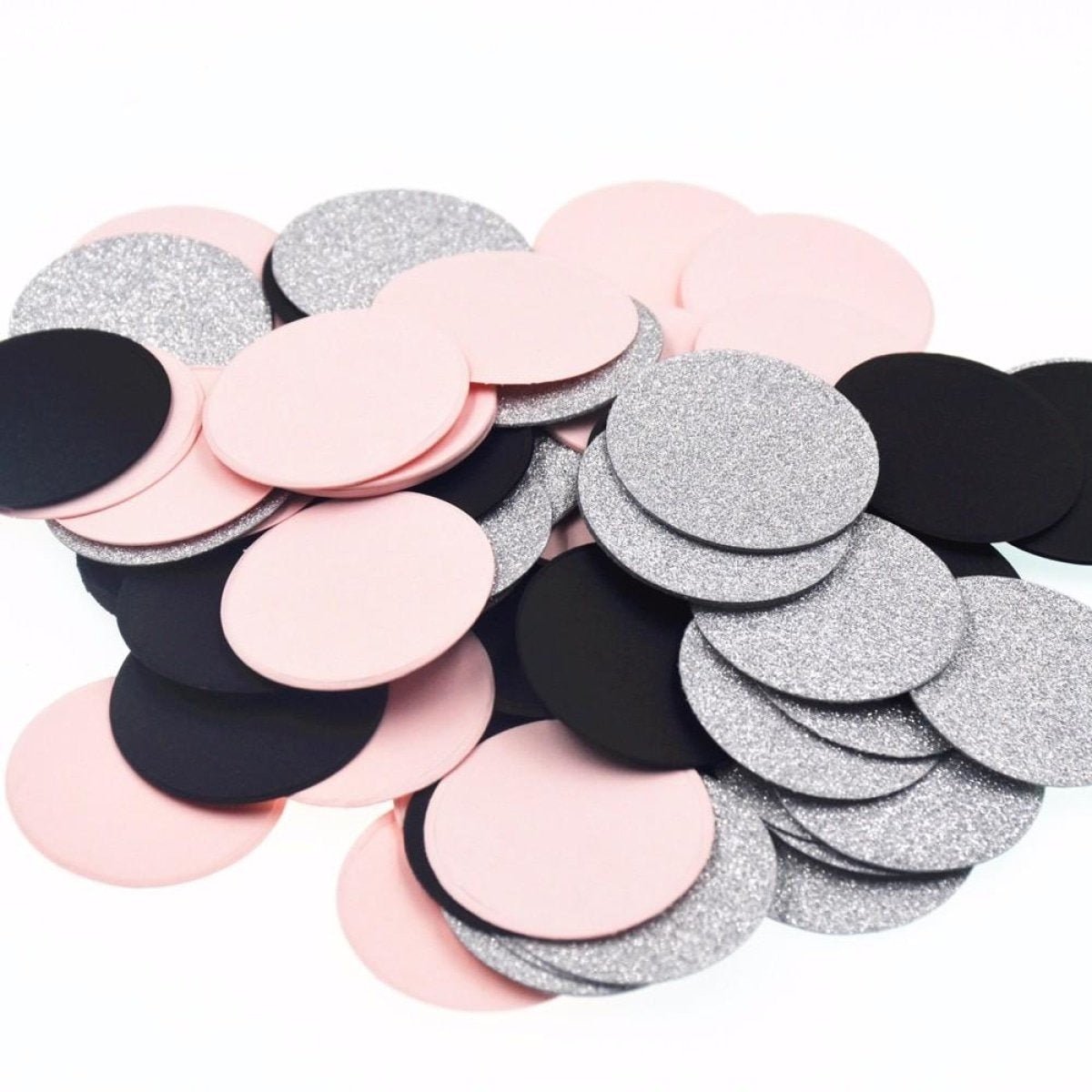 100pcs Cardboard Confetti Star Circle Heart Baby Shower Birthday Wedding Decorations Party - Star - Pink Black Silver - Asia Sell