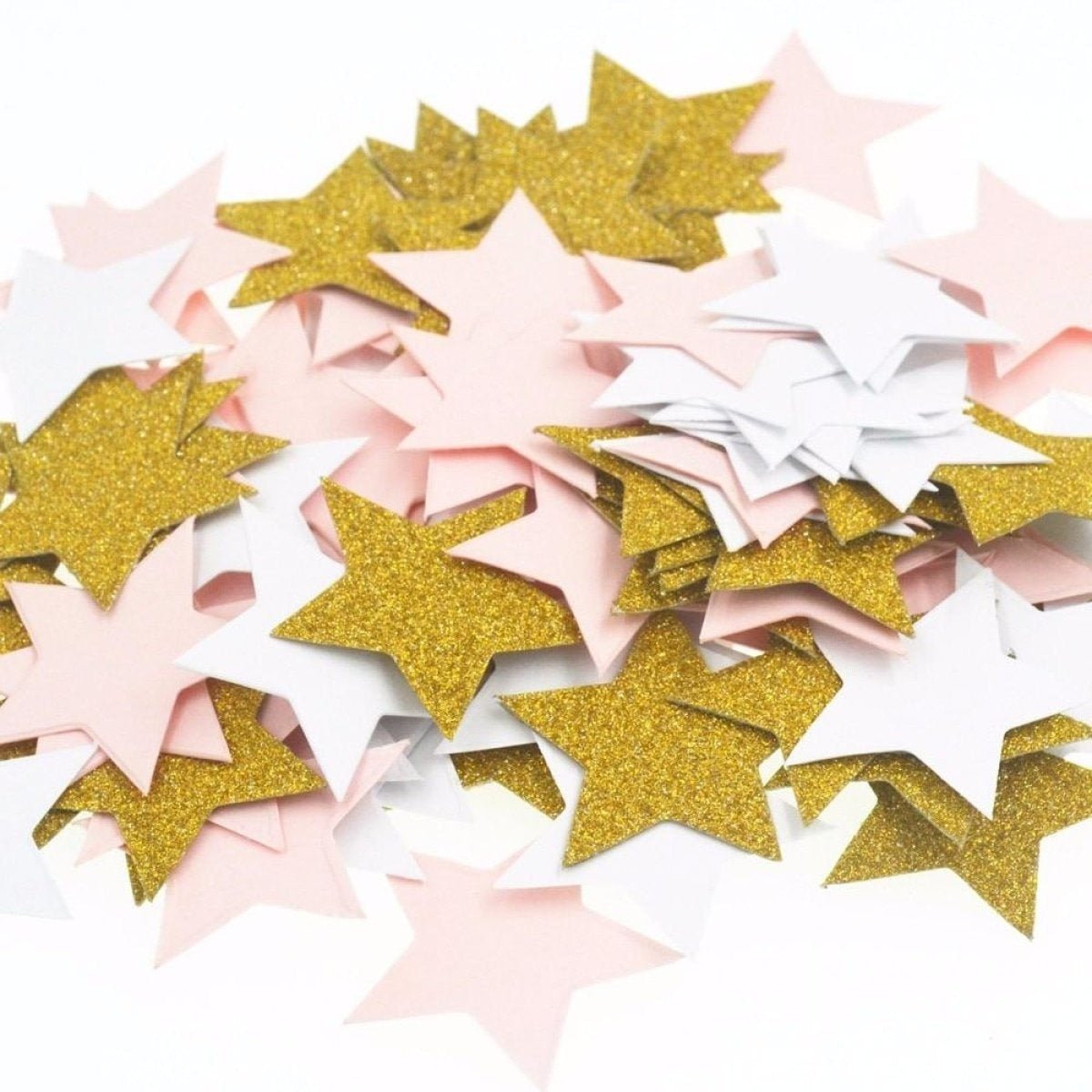 100pcs Cardboard Confetti Star Circle Heart Baby Shower Birthday Wedding Decorations Party - Star - Pink Black Silver - Asia Sell