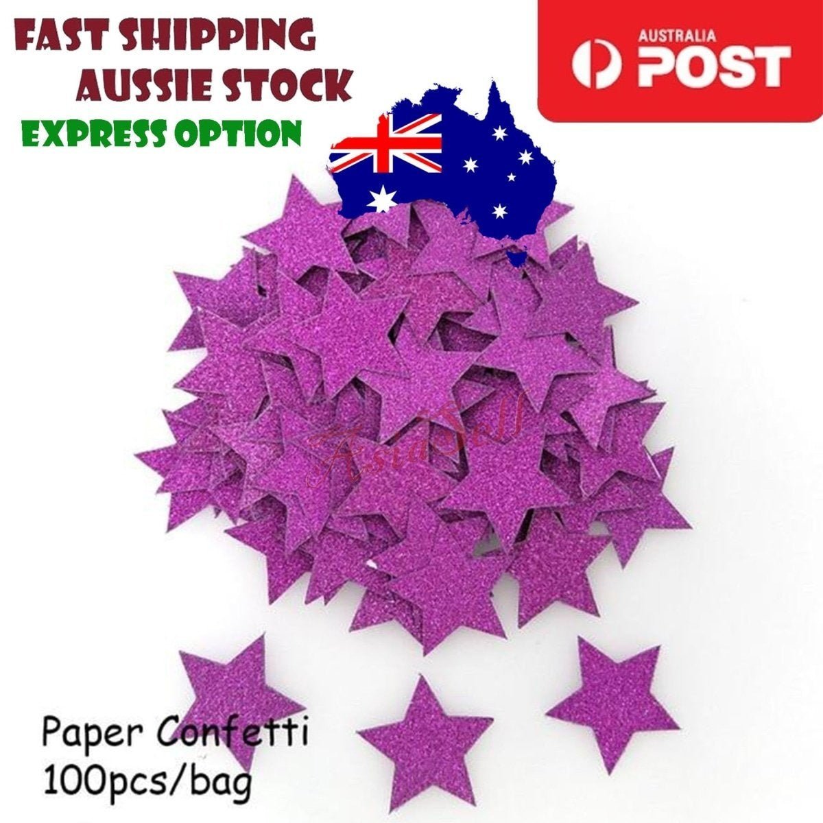 100pcs Cardboard Confetti Star Circle Heart Baby Shower Birthday Wedding Decorations Party - Star - Purple - Asia Sell
