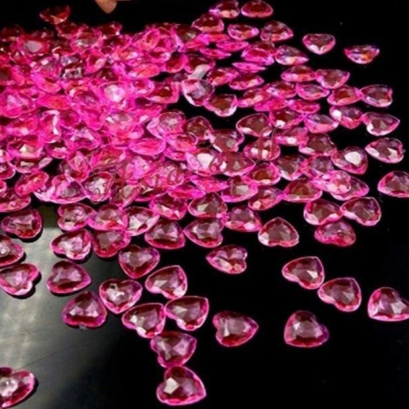 100pcs Crystal Heart Table Scatter Red Blue Pink Purple Clear 1cm Wedding Decoration Acrylic - Pink - Asia Sell