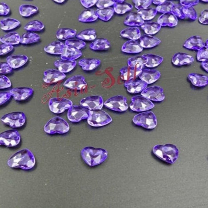 100pcs Crystal Heart Table Scatter Red Blue Pink Purple Clear 1cm Wedding Decoration Acrylic - Purple - Asia Sell