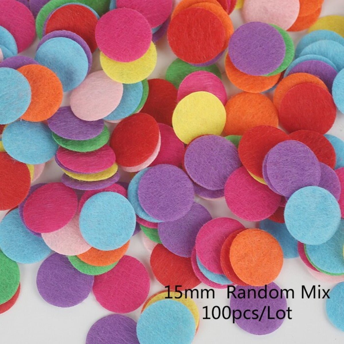 100pcs Fabric Felt Shapes Craft Clothing Patch For Sewing Scrapbooking 15mm to 40mm - 15mm round - Asia Sell