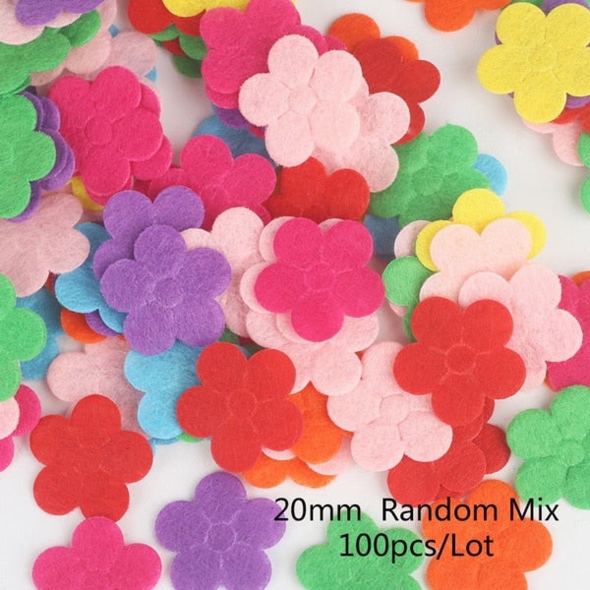 100pcs Fabric Felt Shapes Craft Clothing Patch For Sewing Scrapbooking 15mm to 40mm - 20mm flower 1 - Asia Sell