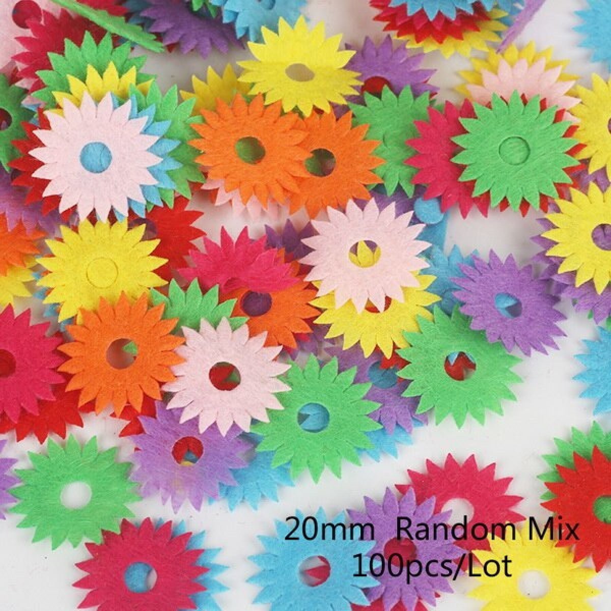 100pcs Fabric Felt Shapes Craft Clothing Patch For Sewing Scrapbooking 15mm to 40mm - 20mm flower - Asia Sell