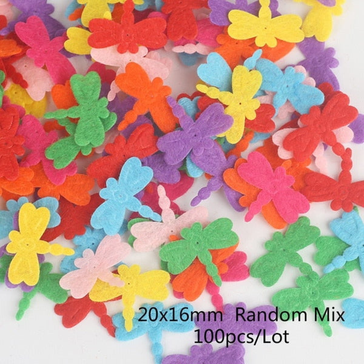 100pcs Fabric Felt Shapes Craft Clothing Patch For Sewing Scrapbooking 15mm to 40mm - 20x16mm dragon fly - Asia Sell