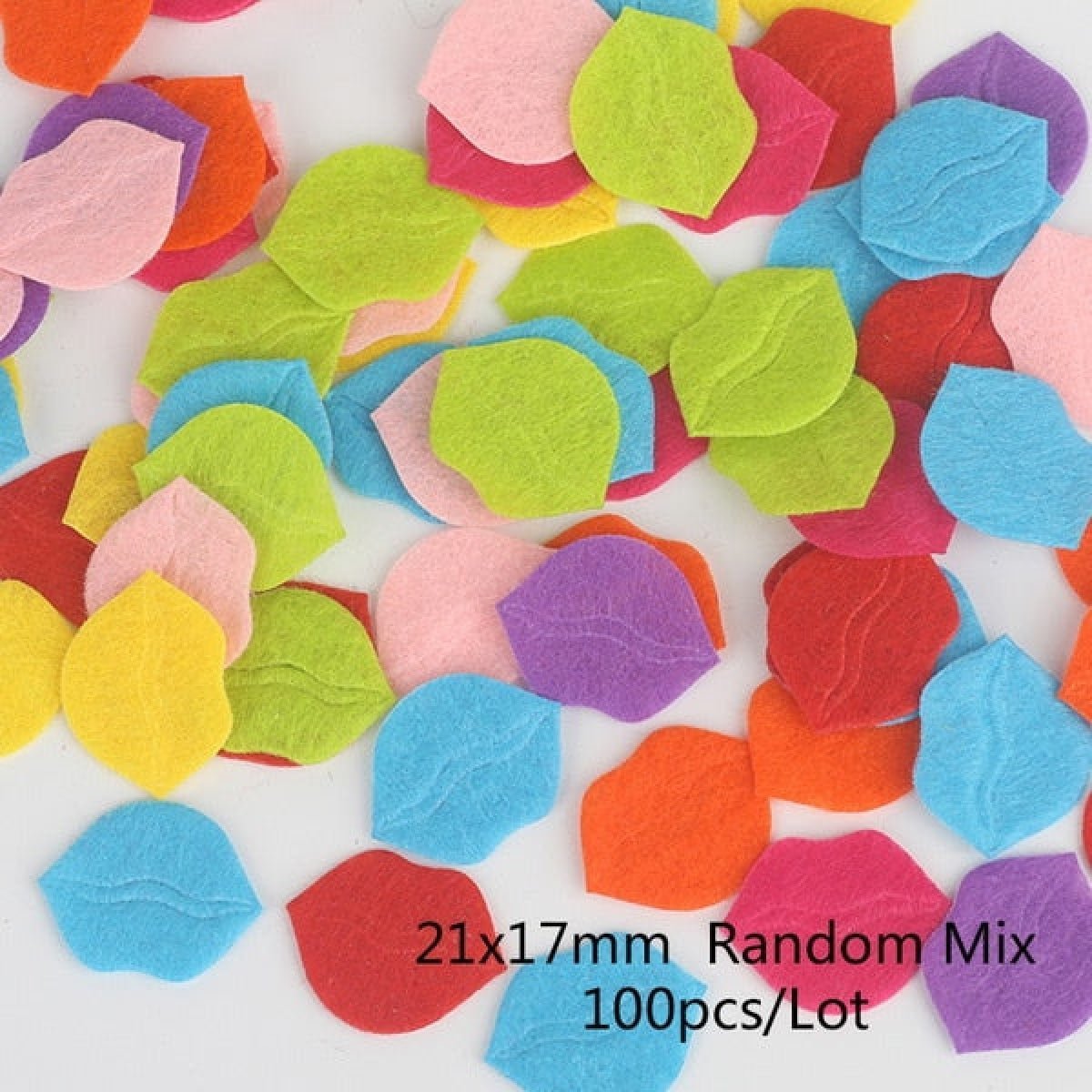 100pcs Fabric Felt Shapes Craft Clothing Patch For Sewing Scrapbooking 15mm to 40mm - 20x25mm heart - Asia Sell
