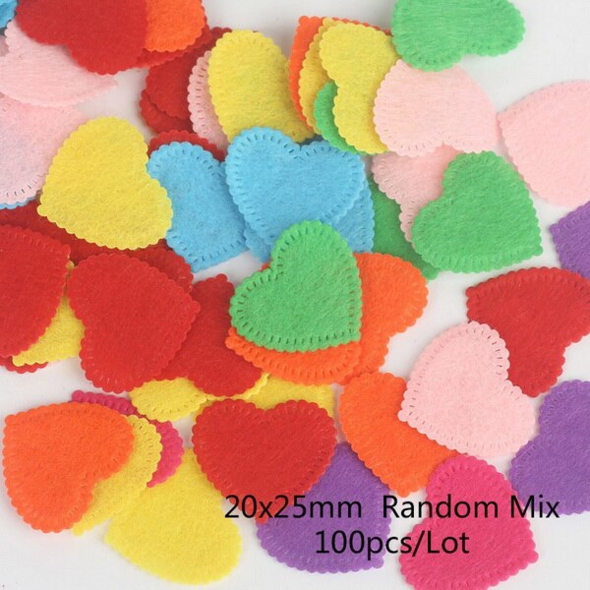 100pcs Fabric Felt Shapes Craft Clothing Patch For Sewing Scrapbooking 15mm to 40mm - 20x25mm heart - Asia Sell
