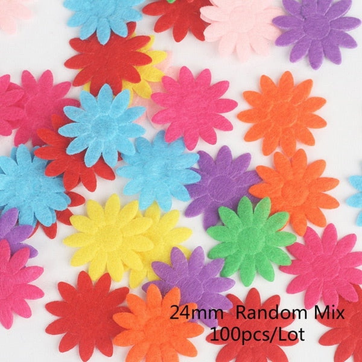 100pcs Fabric Felt Shapes Craft Clothing Patch For Sewing Scrapbooking 15mm to 40mm - 24mm flower - Asia Sell