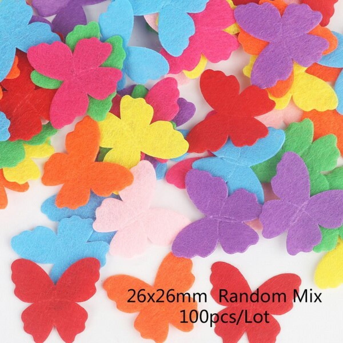100pcs Fabric Felt Shapes Craft Clothing Patch For Sewing Scrapbooking 15mm to 40mm - 26x26mm butterfly - Asia Sell