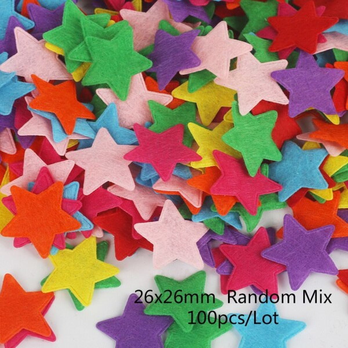 100pcs Fabric Felt Shapes Craft Clothing Patch For Sewing Scrapbooking 15mm to 40mm - 26x26mm star - Asia Sell