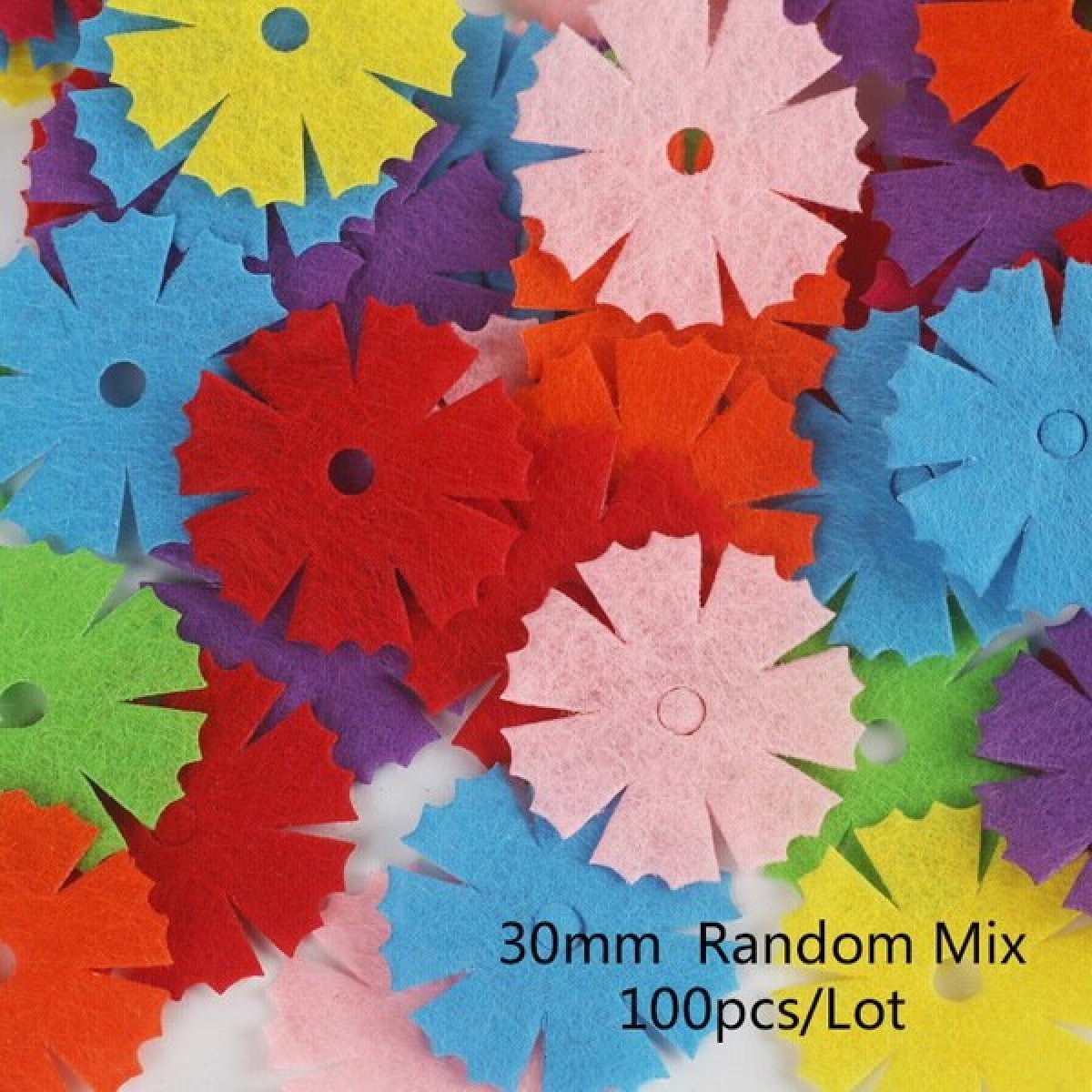 100pcs Fabric Felt Shapes Craft Clothing Patch For Sewing Scrapbooking 15mm to 40mm - 30mm flower - Asia Sell