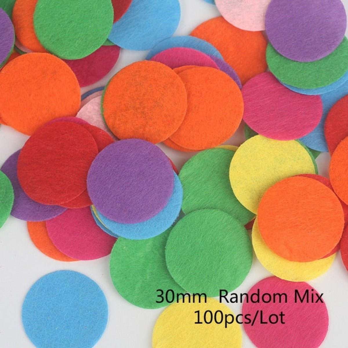 100pcs Fabric Felt Shapes Craft Clothing Patch For Sewing Scrapbooking 15mm to 40mm - 30mm round - Asia Sell