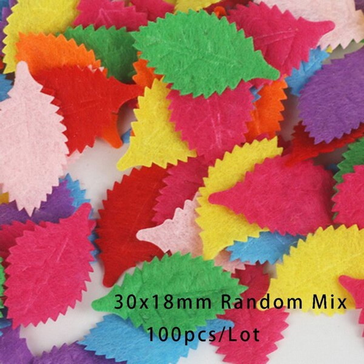 100pcs Fabric Felt Shapes Craft Clothing Patch For Sewing Scrapbooking 15mm to 40mm - 30x18mm leaves - Asia Sell