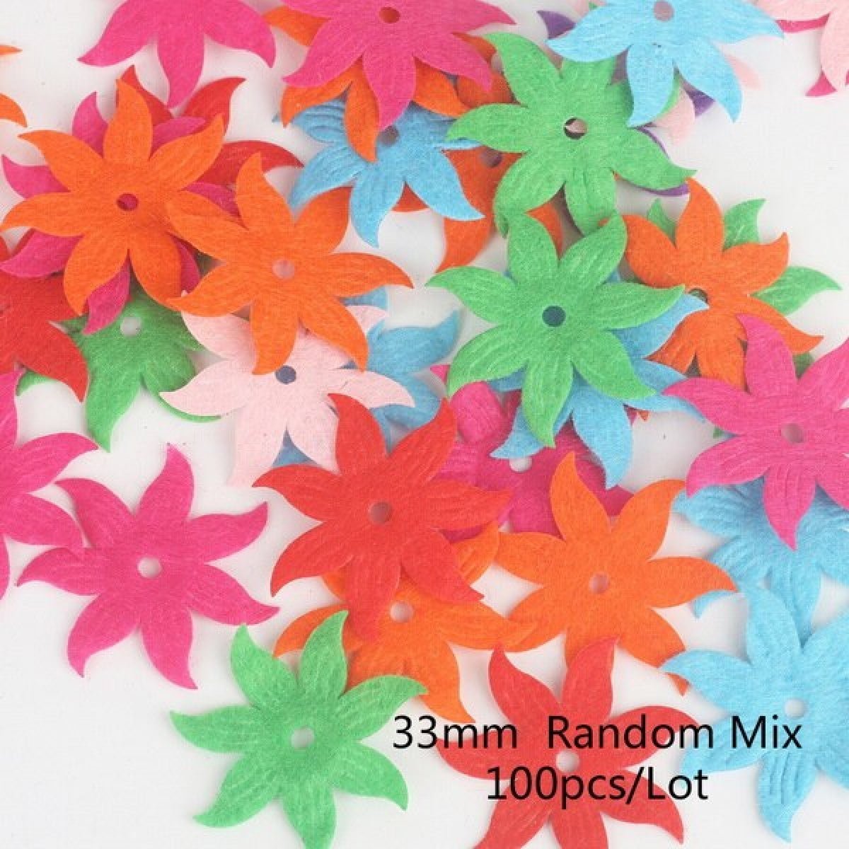 100pcs Fabric Felt Shapes Craft Clothing Patch For Sewing Scrapbooking 15mm to 40mm - 33mm flower - Asia Sell