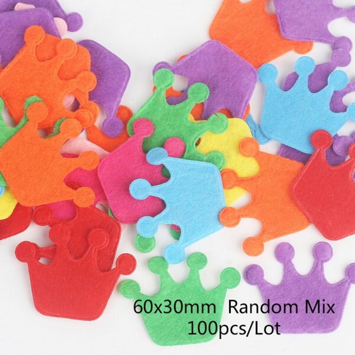 100pcs Fabric Felt Shapes Craft Clothing Patch For Sewing Scrapbooking 15mm to 40mm - 40x30mm crown - Asia Sell