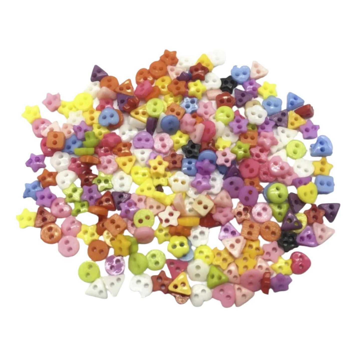 100pcs Flowers Stars Hearts Mixed 6mm Mini Plastic Buttons Colours DIY Kid's Sewing Dolls - - Asia Sell