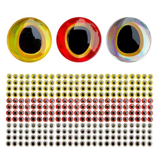 100pcs Holographic Fish Eyes Oval Pupil 6mm 12mm Silver Yellow Red Stick On Strong Craft - Red 6mm - - Asia Sell