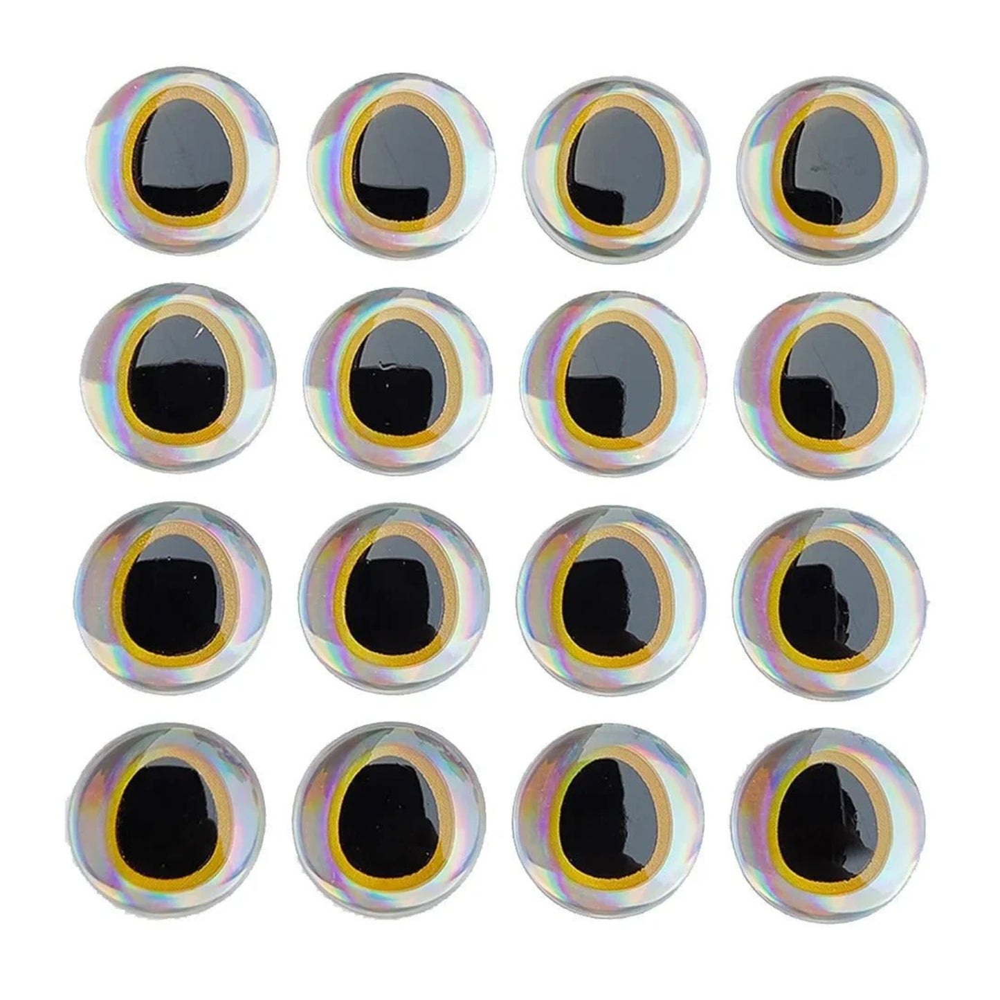 100pcs Holographic Fish Eyes Oval Pupil 6mm 12mm Silver Yellow Red Stick On Strong Craft - Silver 12mm - Asia Sell