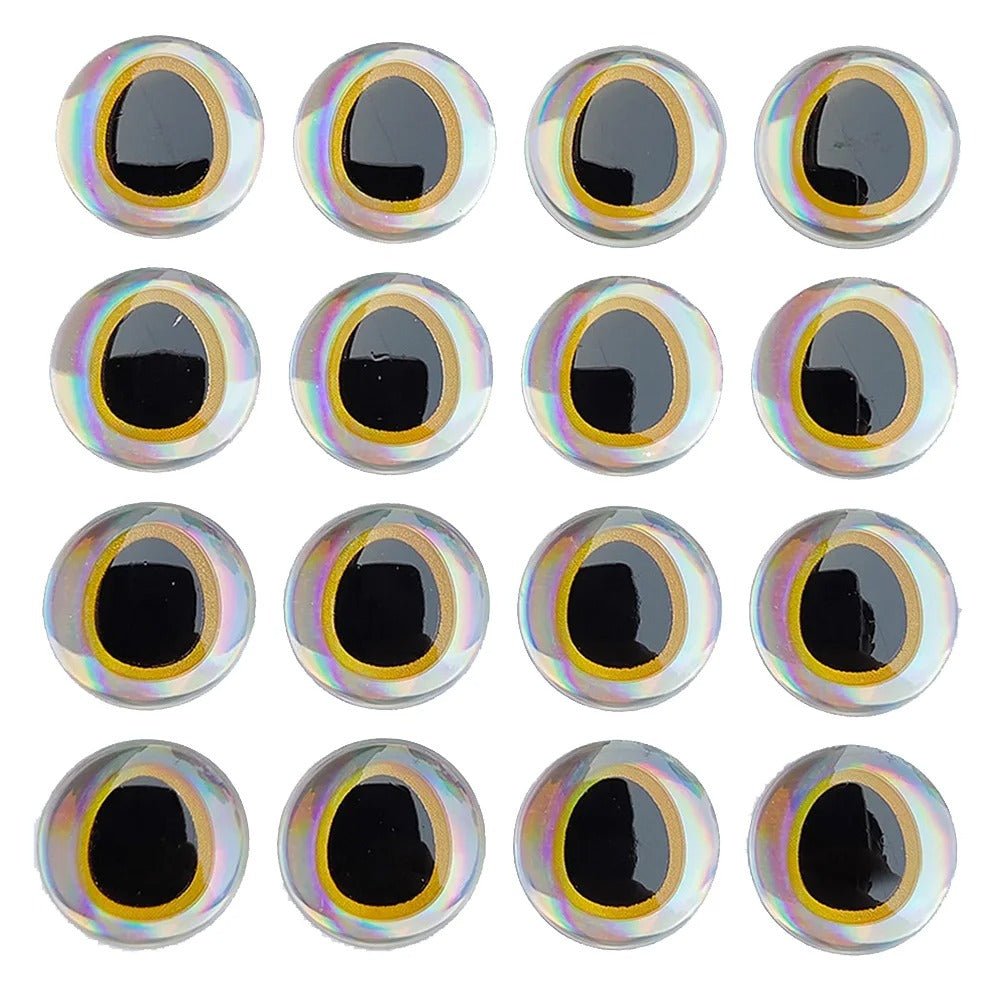 100pcs Holographic Fish Eyes Oval Pupil 6mm 12mm Silver Yellow Red Stick On Strong Craft - Silver 12mm - - Asia Sell