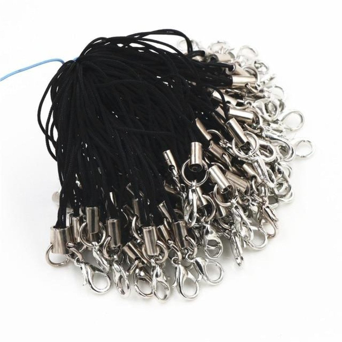 100pcs Lanyard Strap Cords Lobster Clasp Rope Keychains Hooks Mobile Set Charms Keyring Bag Accessories Key Ring - Black - Asia Sell