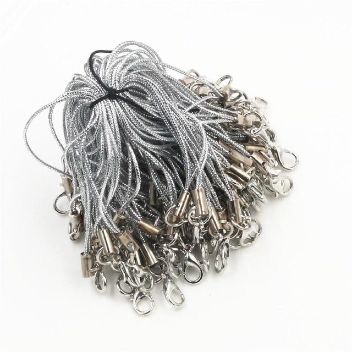 100pcs Lanyard Strap Cords Lobster Clasp Rope Keychains Hooks Mobile Set Charms Keyring Bag Accessories Key Ring - Silver - Asia Sell