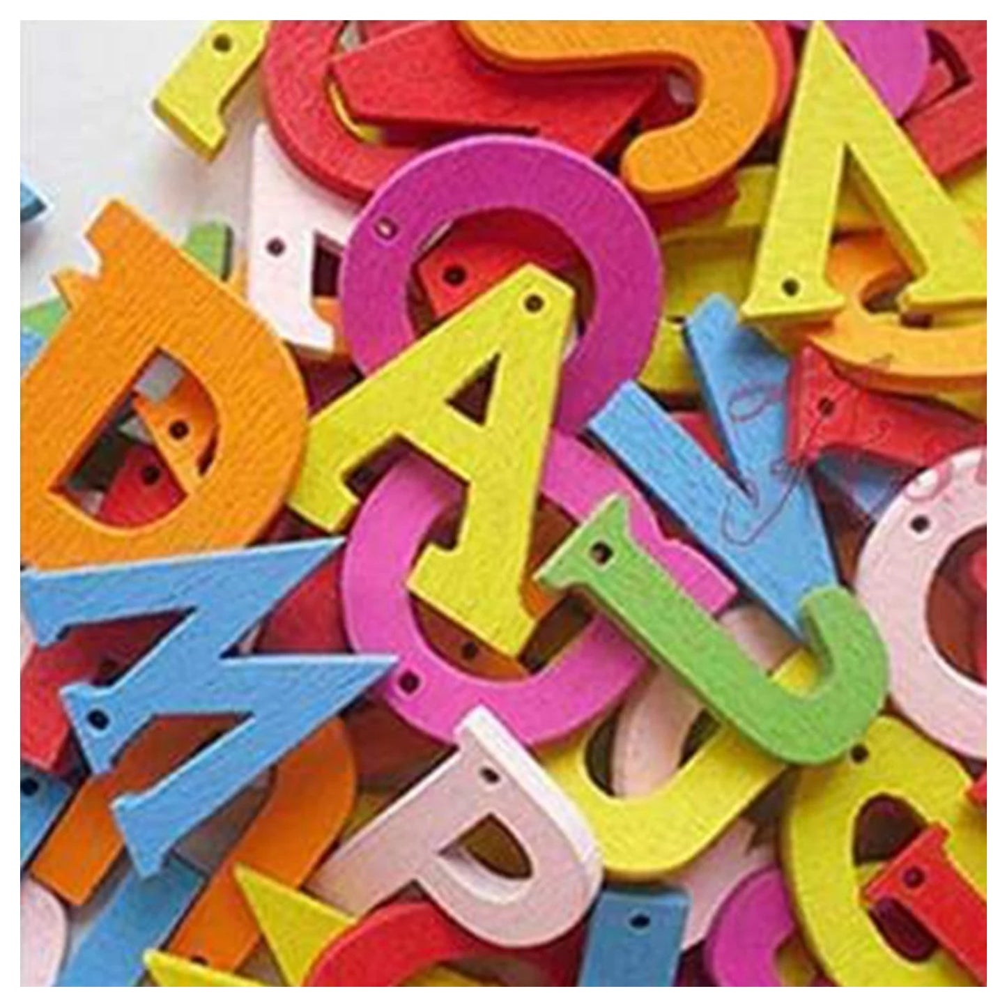 100pcs Letters With Holes Wooden DIY Craft Wood Alphabet Letters Lettering - - Asia Sell